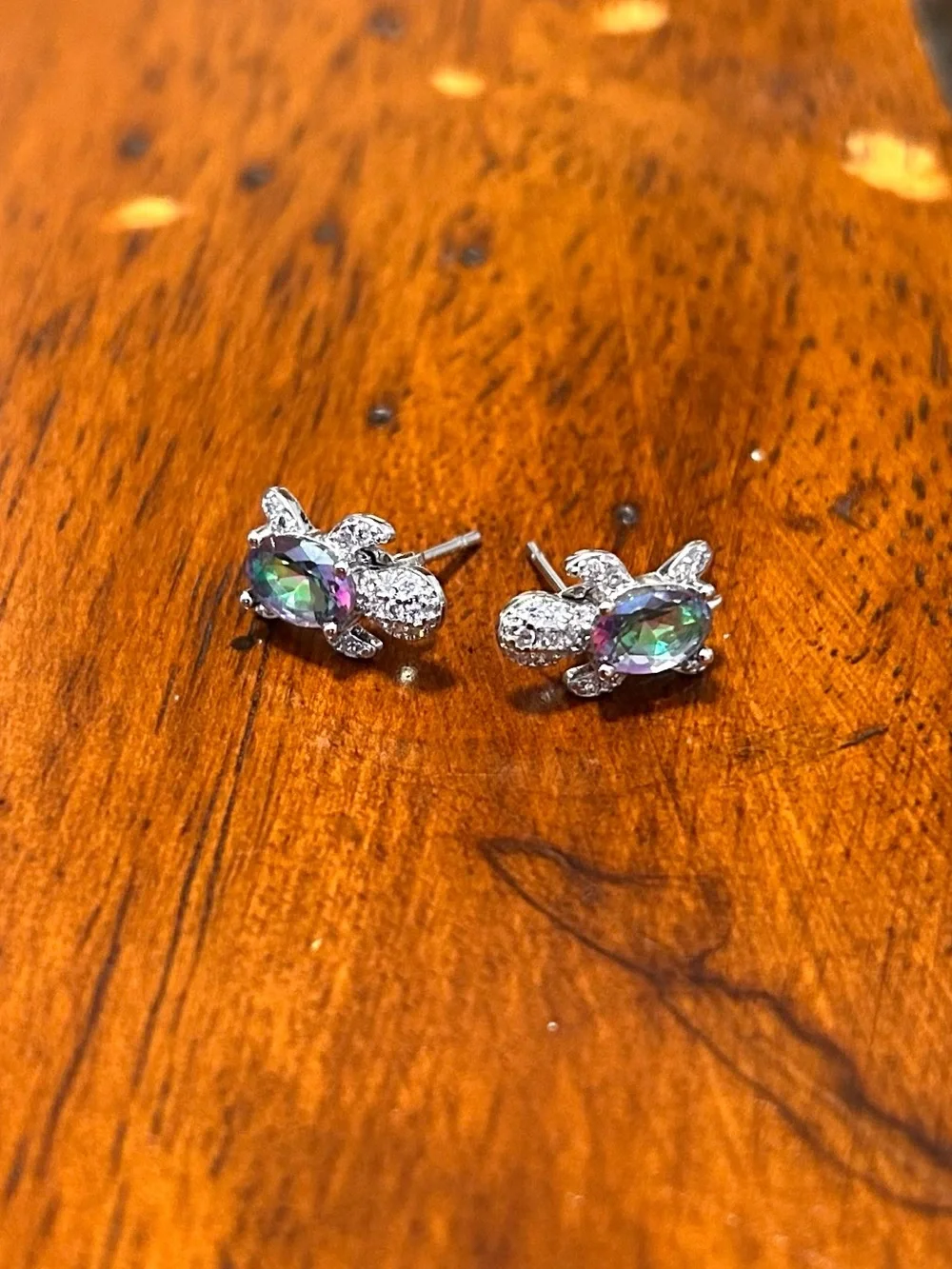 Silver Necklace and Earrings Set with Green Gem Accents